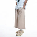 Cut-off wide bermuda sweatpants - BEIGE