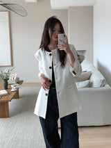 NON COLLAR LINEN JACKET (2C)