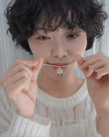 [925SILVER] ROSETTE RIBBON NECKLACE