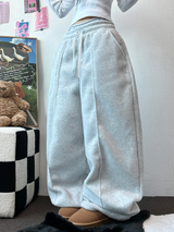 フリース 🤍🐏ラインポイントバルーンロングパンツ 🤍🩶🖤3カラー