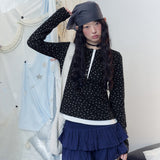 Y2K Floral Layered Henley Crop Long Sleeve Top