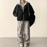 リードニーピンタックヘムストリングワイドパンツ