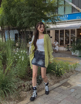 Yoni cargo denim mini skirt