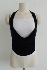 LAYERED-LOOK HALTER DRAPED TOP (3COLORS!)