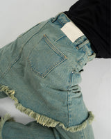 Line Up Layered Wash Denim Skirt Pants