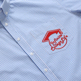 Blue Stripe Pocket short-sleeved Shirt [Unisex]