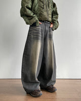 Brown balloon denim pants
