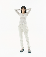Detachable Button Denim Pants / Beige