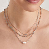 [(G)I-DLE Woozi Worn] Freshwater Pearl Chunky Chain 925 Silver Necklace N043-05H