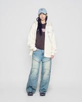 25FW ベーシックロゴナッピングフーディージップアップ クリーム