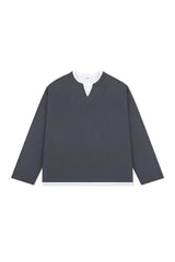 Waffle Layered Henley Long Sleeve