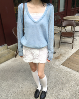 Mohair button V neck knit
