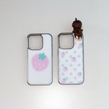 [MADE] STRAWBERRY DOT PHONE CASE (glass silver bumper)