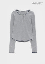 [MADE] Loate Henley Neck Stitch Long Sleeve Tee