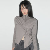 Rough High-Neck Cardigan (Grayish Brown) F25QB075