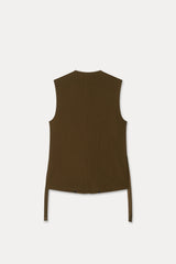 Overfit Sleeveless Jacket_Brown