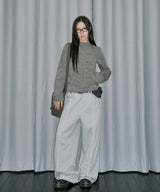 Cover Stitch Belt Wide Sweat Pants - MELANGE GRAY