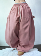 FLEECE❤SNAP POINT BALLOON TRAINING PANTS💚🩷🧸🩶🖤6COLOR