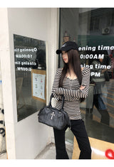 ストライプスリムラインロングTシャツ