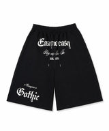 ゴシック レタリング バミューダ スウェットパンツ - ブラック