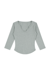 C 90S ラインスリットネックTシャツ_グレー