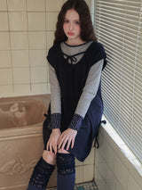 ピンタックワッフルフレアドレス / navy