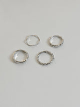 [4 set] square twisted bold ring set / ring layered simple mood