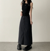 Sundy Charlang クールデニムロングスカート [ショート & ベーシックセレクション] Lyocell Fabric