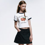 Life is a Peach Crop Ringer T-Shirt_White