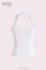 foam lace halterneck blouse