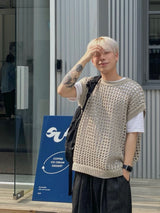 メッシュネットニットベスト　２色