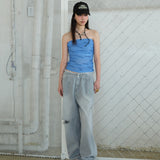 ドレープバンドチューブトップ Blue