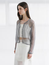 (CD-2206)SEE THROUGH WRINKLE CARDIGAN