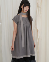 COUNTRY FLARE LINEN DRESS / CHARCOAL