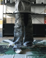 DN camo color combination denim pants (1C)