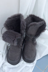 Suede Rabbit Fur Boots