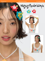 BETWEENAND オリジナルデザインユニークフサンフラワーサイドヘアクリップクリップヘアバンドエッジクリップヘアアクセサリー