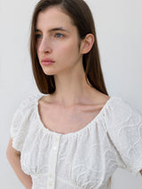 (BL-4322)BLOOMING SHIRRING BLOUSE