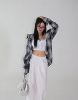 [UNISEX]チェック柄ヴィンテージカッティングシャツ