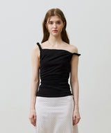 COS TWISTED SHIRRLING TOP / BLACK