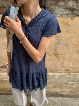 Vail Cap Sleeves Frill Shirring Layered Snap Hood One Piece