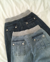 Yunel Contrast Banding Bootcut Denim Pants
