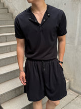 Ocean henley neck short sleeve setup