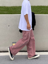 Pink cutting wide pants