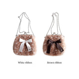 Medium fawn ribbon frame bag (handmade bag)