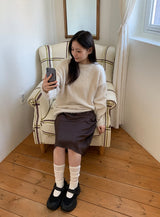 ラヒンサテンバンディングレイヤードミディスカート