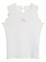 キャットレーススリーブレスtシャツ