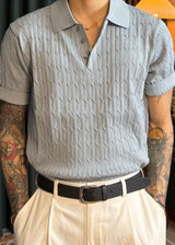 S/S Cable Collar Short Sleeve Knit 8COLOR