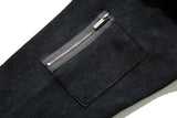 Washed Highneck Knit Zip-Up (BLACK)