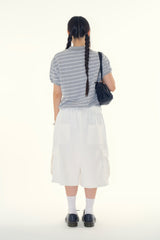 Momo stripe collar crop tee